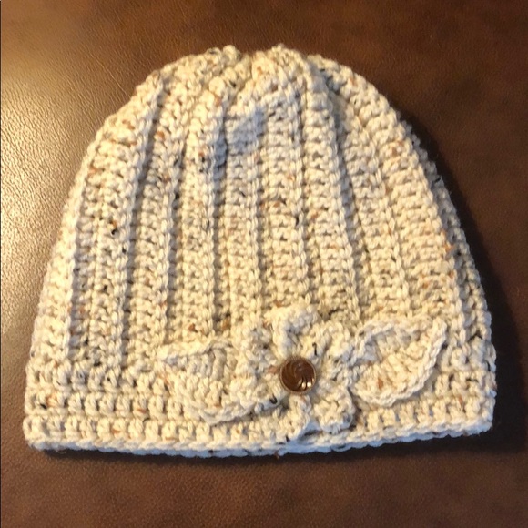 Lady’s winter beanie hat crochet flower handmade by me #347 - Picture 2 of 8